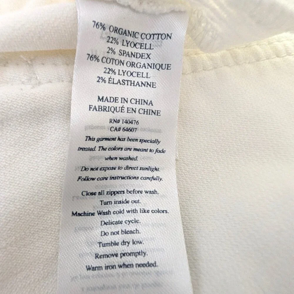 Faherty Womens Size 26 Egret White Corduroy Patch Pockets Wide Leg Pants Flaw - Picture 11 of 12